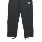 CARHARTT Mens Cotton Blend Black Regular Cargo Trousers W30 L28 Workwear