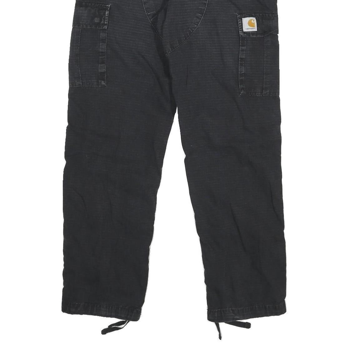 CARHARTT Mens Cotton Blend Black Regular Cargo Trousers W30 L28 Workwear