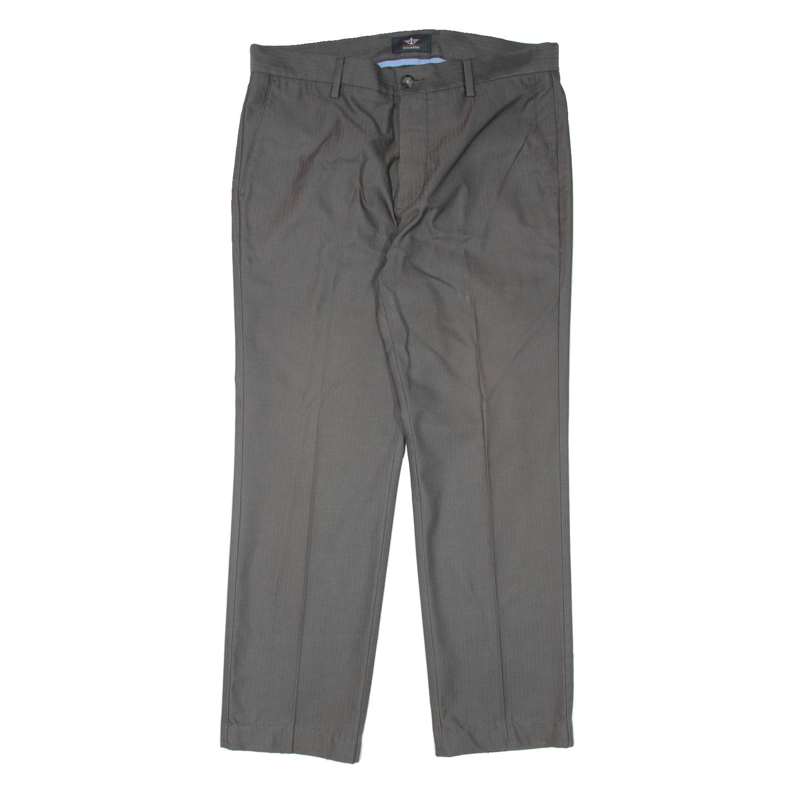 DOCKERS Pinstripe Mens Trousers Grey Regular Straight W34 L28