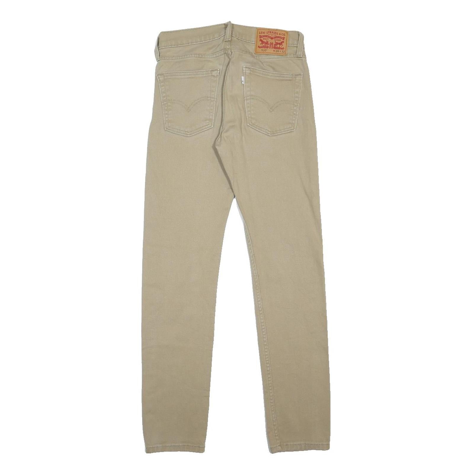 LEVI'S 510 Mens Slim Skinny Beige Cotton Denim Medium Wash W28 L32 Zip Pockets