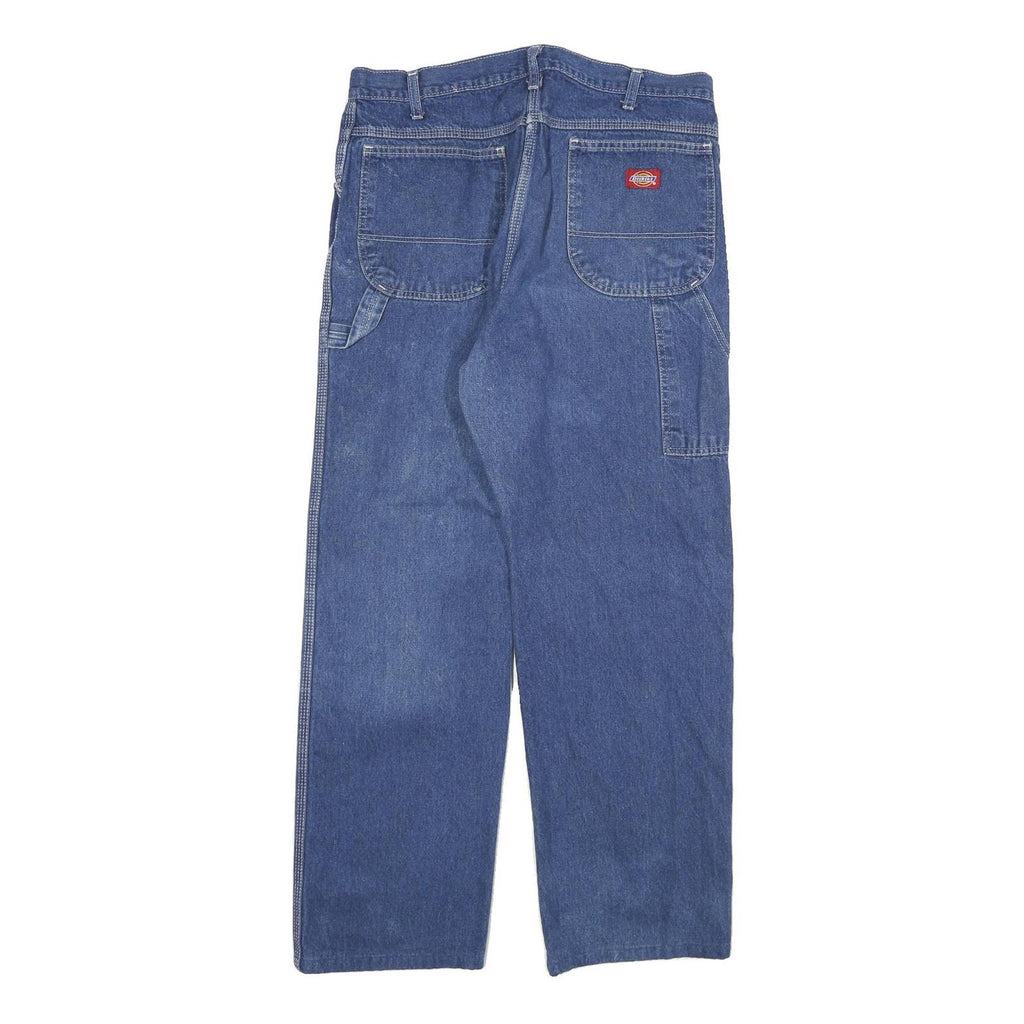 DICKIES Mens Regular Blue Denim Jeans W32 L28 Cotton Blend Zip Classic Workwear