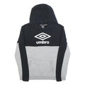UMBRO Boys Black & Grey Cotton Blend Hoodie XL Colourblock Pullover Casual