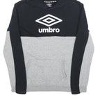 UMBRO Boys Black & Grey Cotton Blend Hoodie XL Colourblock Pullover Casual