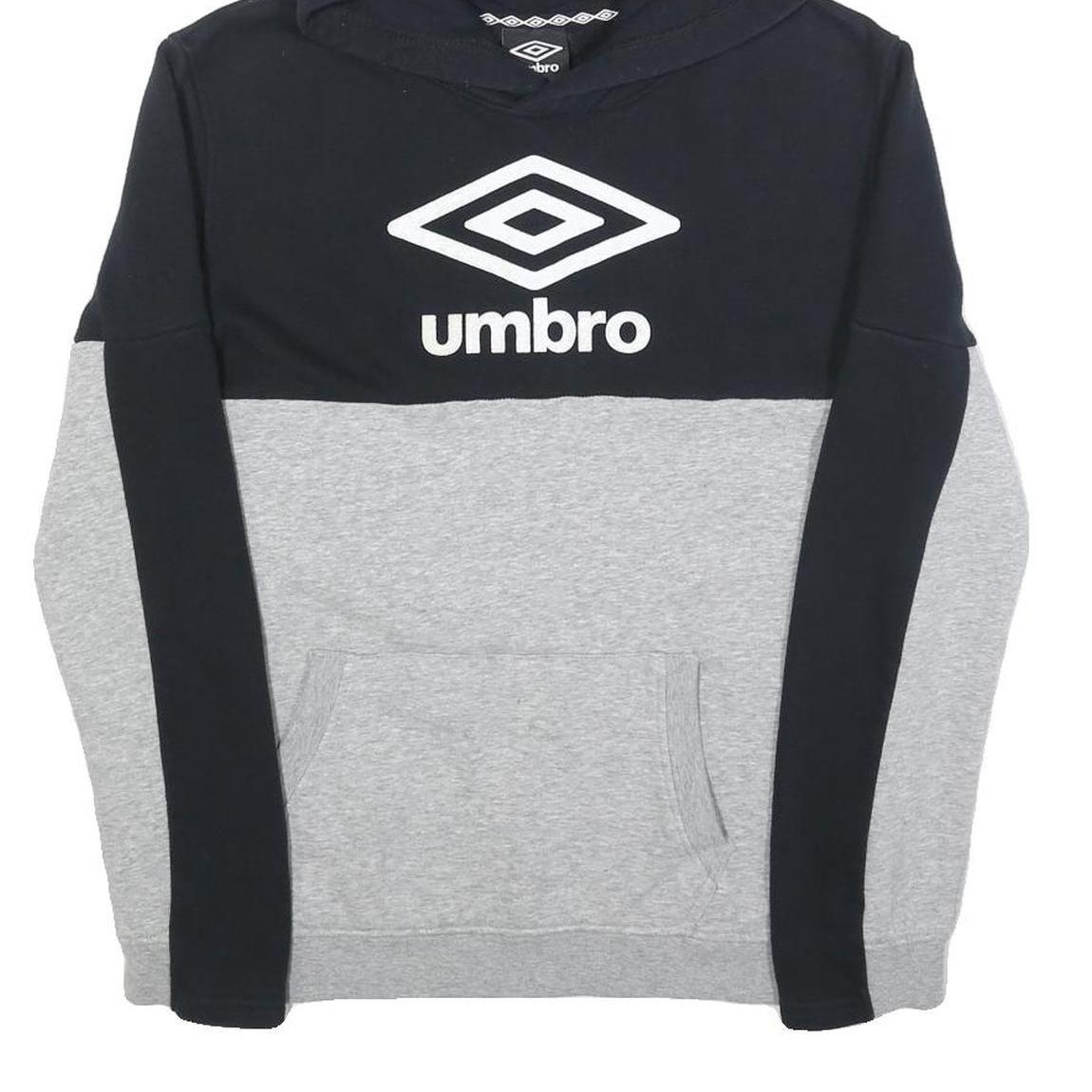 UMBRO Boys Black & Grey Cotton Blend Hoodie XL Colourblock Pullover Casual