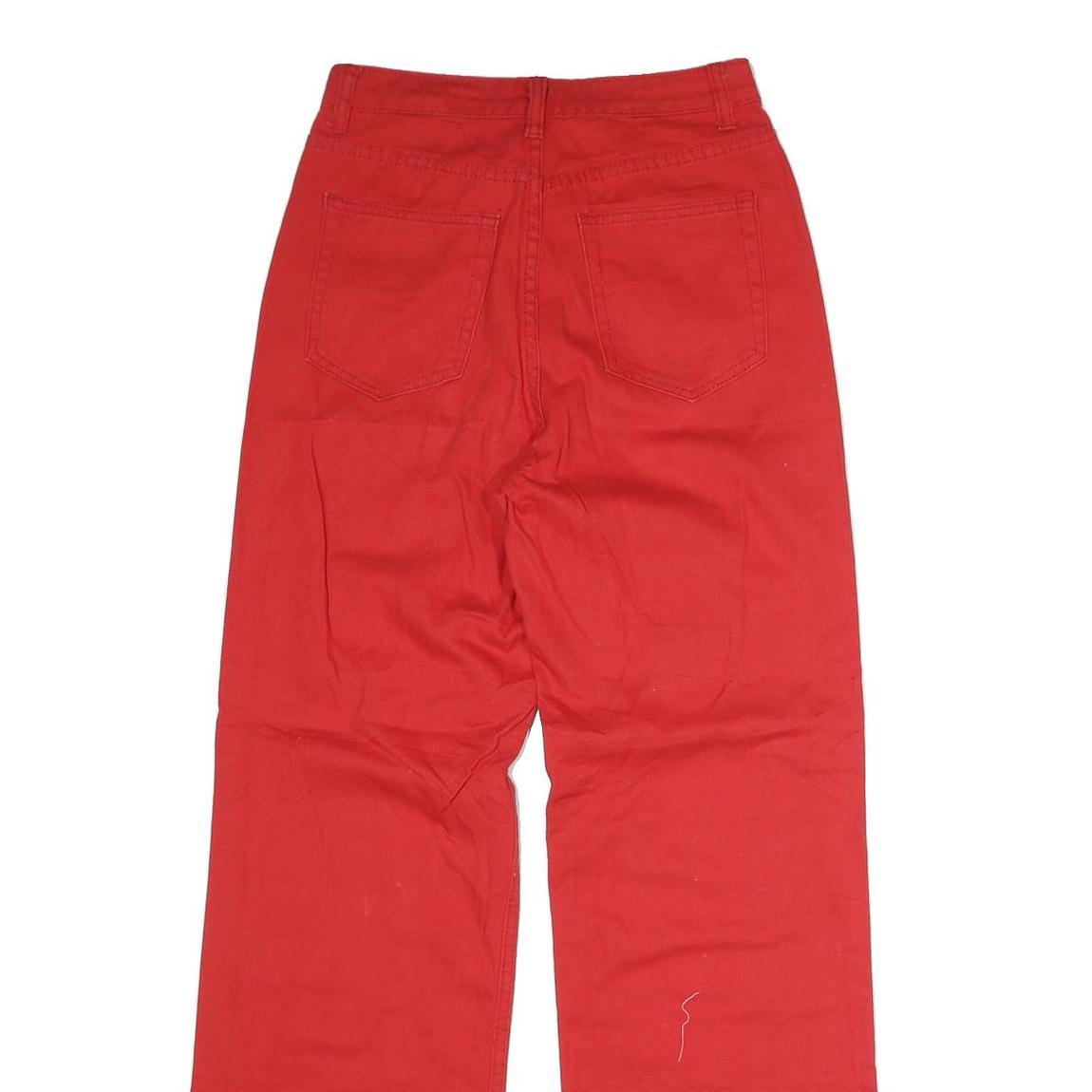 Womens Classic Red Jeans Cotton Blend Button W28 L31 Straight Leg Plain Finish