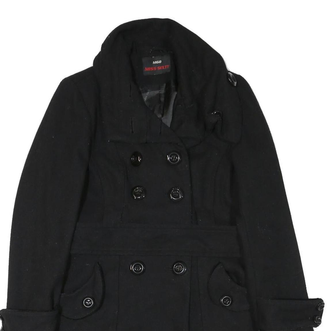 MISS SIXTY Y2K Womens Black Jacket M Cotton Blend Double Breasted Button Closure