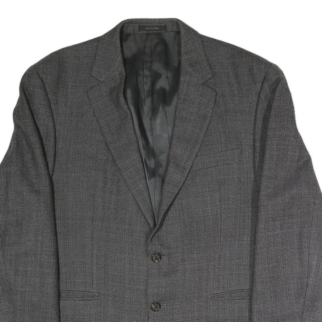 Mens Grey Classic Blazer Jacket XL Polyester Blend Button Closure Plain Elegant