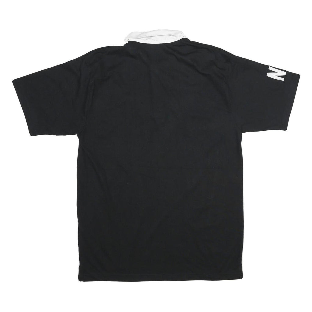 WILD KIWI Mens Black & White New Zealand Short Sleeve Plain XL Polo Shirt Cotton