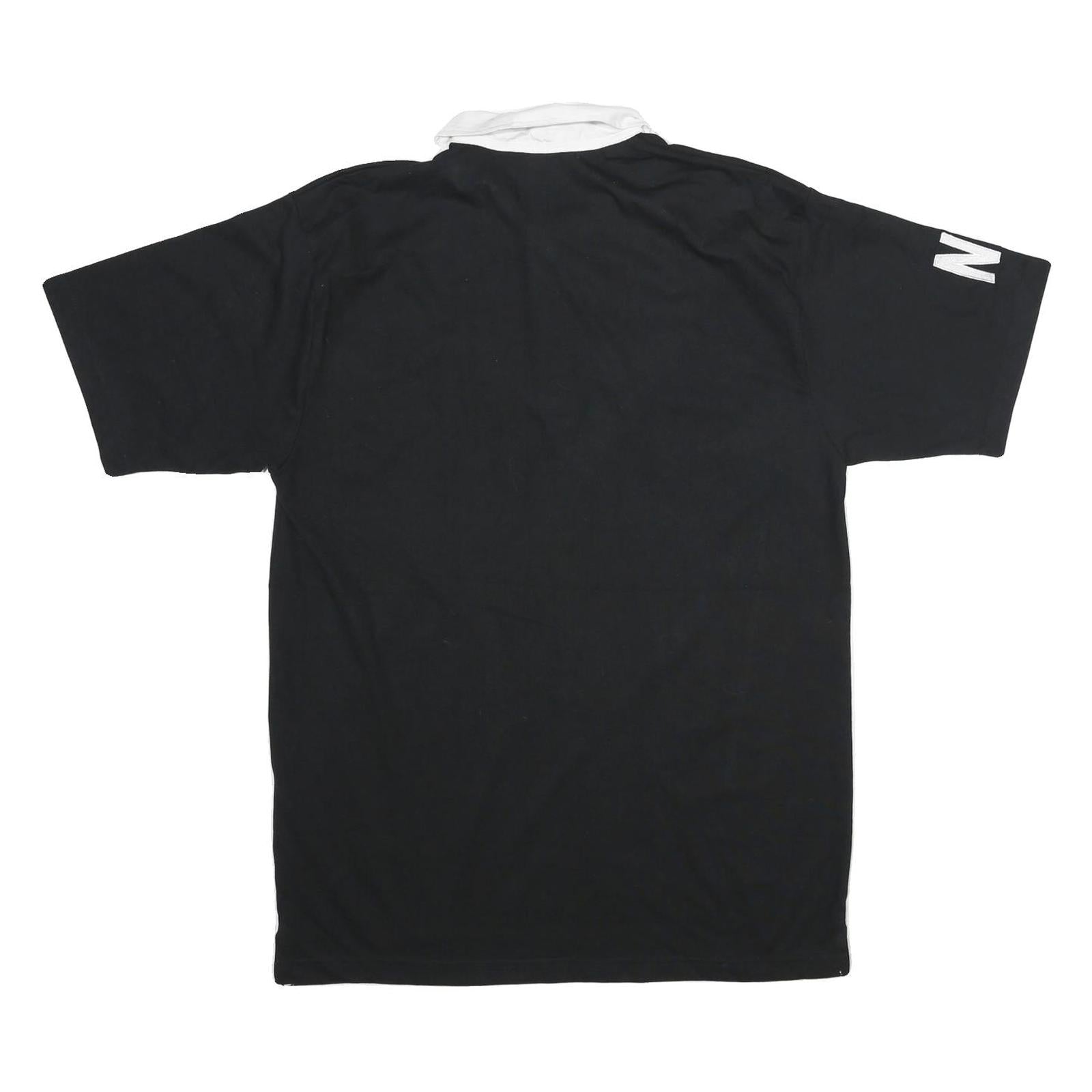 WILD KIWI Mens Black & White New Zealand Short Sleeve Plain XL Polo Shirt Cotton