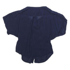 HILFIGER DENIM Womens Blue Button Shirt Short Sleeve Round Neck M Casual Top