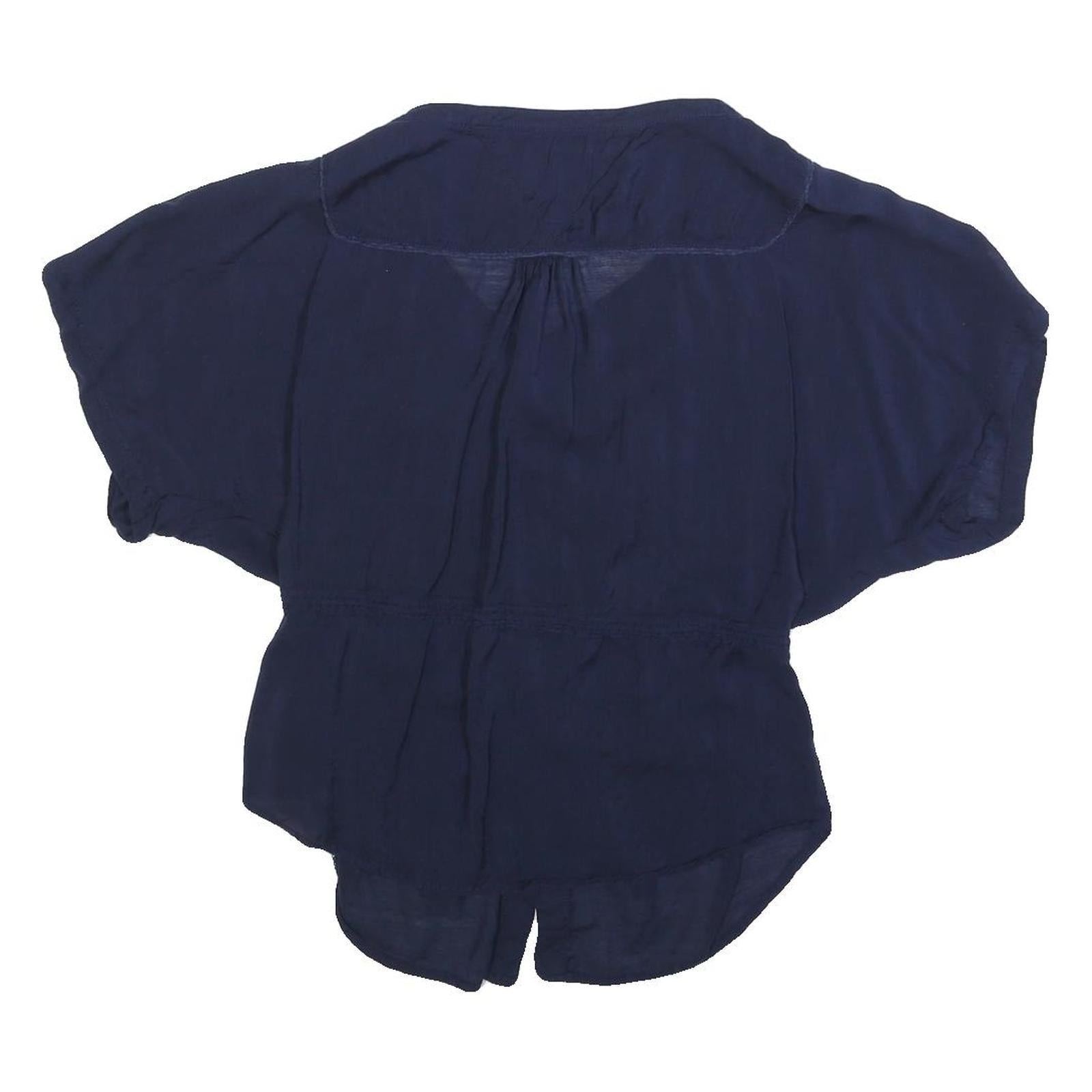 HILFIGER DENIM Womens Blue Button Shirt Short Sleeve Round Neck M Casual Top