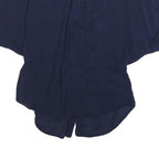 HILFIGER DENIM Womens Blue Button Shirt Short Sleeve Round Neck M Casual Top