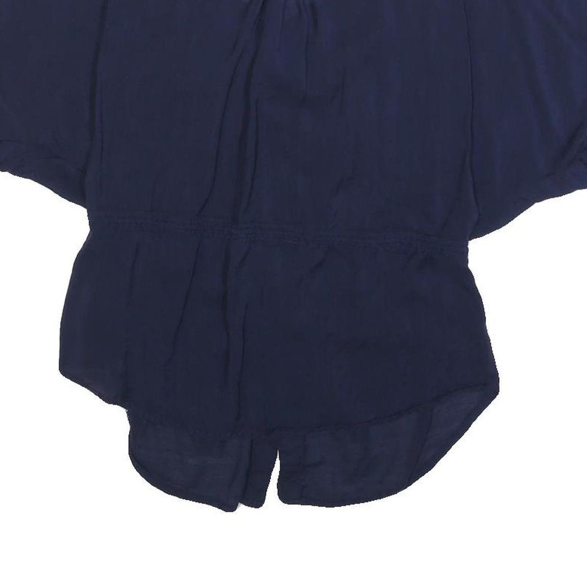 HILFIGER DENIM Womens Blue Button Shirt Short Sleeve Round Neck M Casual Top