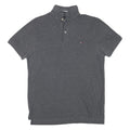 TOMMY HILFIGER Mens Grey Cotton Blend Short Sleeve Polo Shirt XS Button Collar