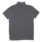 TOMMY HILFIGER Mens Grey Cotton Blend Short Sleeve Polo Shirt XS Button Collar