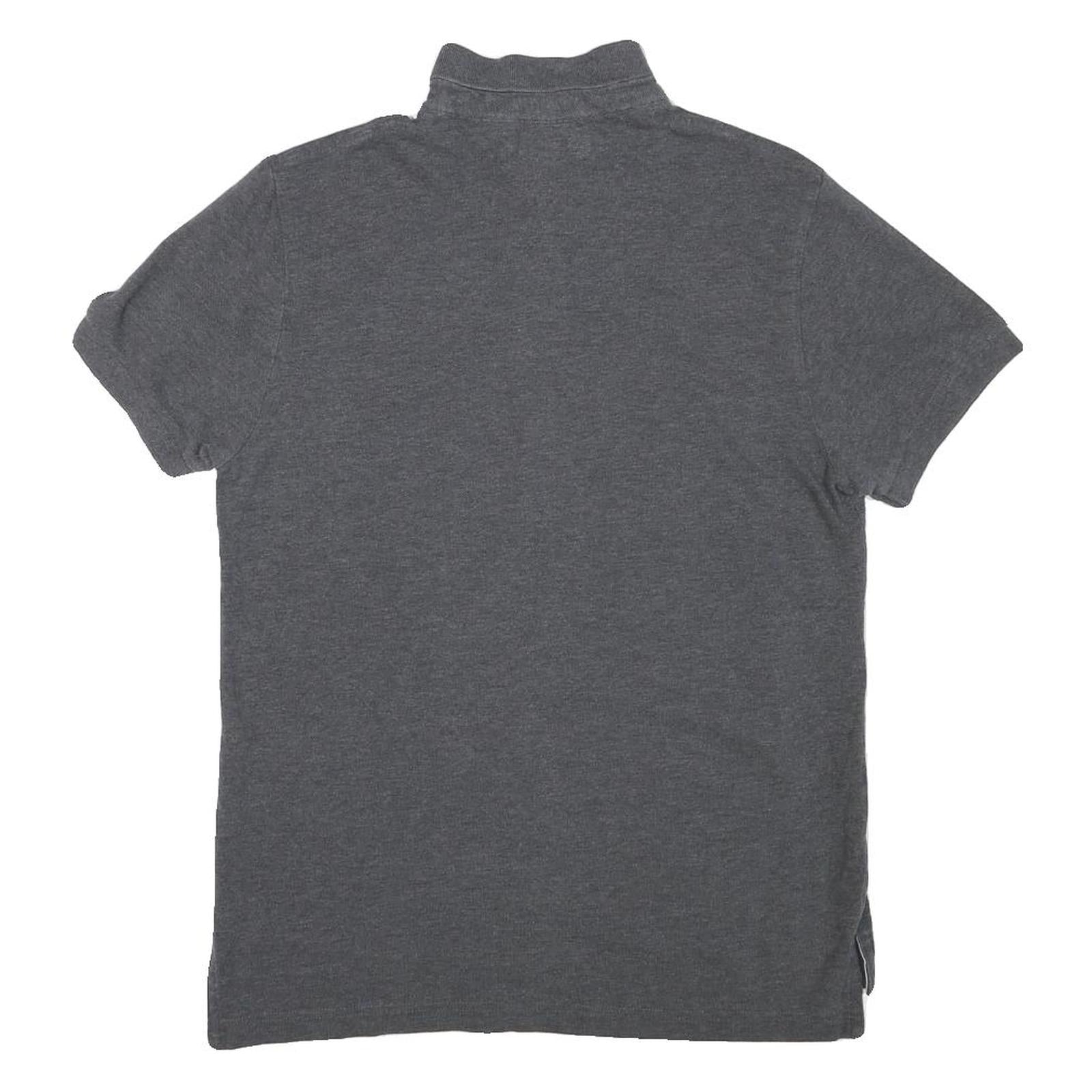 TOMMY HILFIGER Mens Grey Cotton Blend Short Sleeve Polo Shirt XS Button Collar