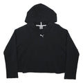 PUMA Womens Black Cropped Hoodie XL Cotton Blend Pullover Sports Sweatshirt