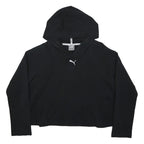 PUMA Womens Black Cropped Hoodie XL Cotton Blend Pullover Sports Sweatshirt