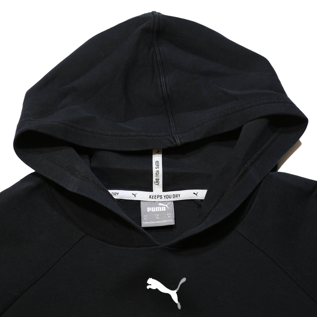 PUMA Womens Black Cropped Hoodie XL Cotton Blend Pullover Sports Sweatshirt