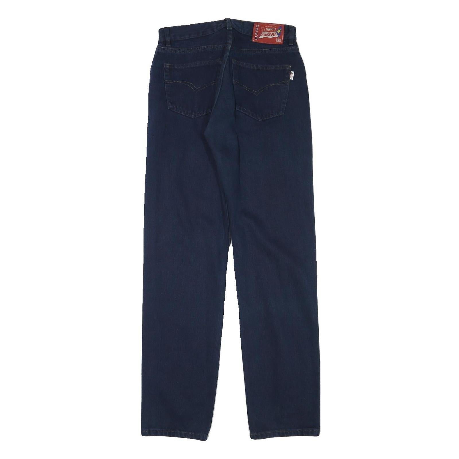 ENRICO COVERI Mens Regular Fit Blue Denim Jeans W28 L32 Classic Cotton Blend Zip
