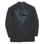 VALENTINO COUTURE Mens Black Double Breasted Jacket L Cotton Blend Plain Button