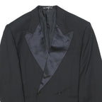 VALENTINO COUTURE Mens Black Double Breasted Jacket L Cotton Blend Plain Button
