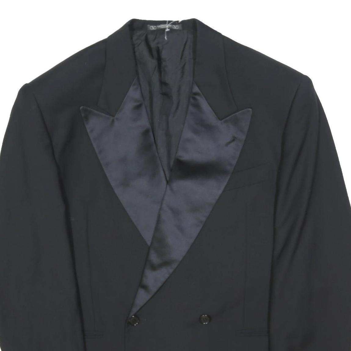 VALENTINO COUTURE Mens Black Double Breasted Jacket L Cotton Blend Plain Button