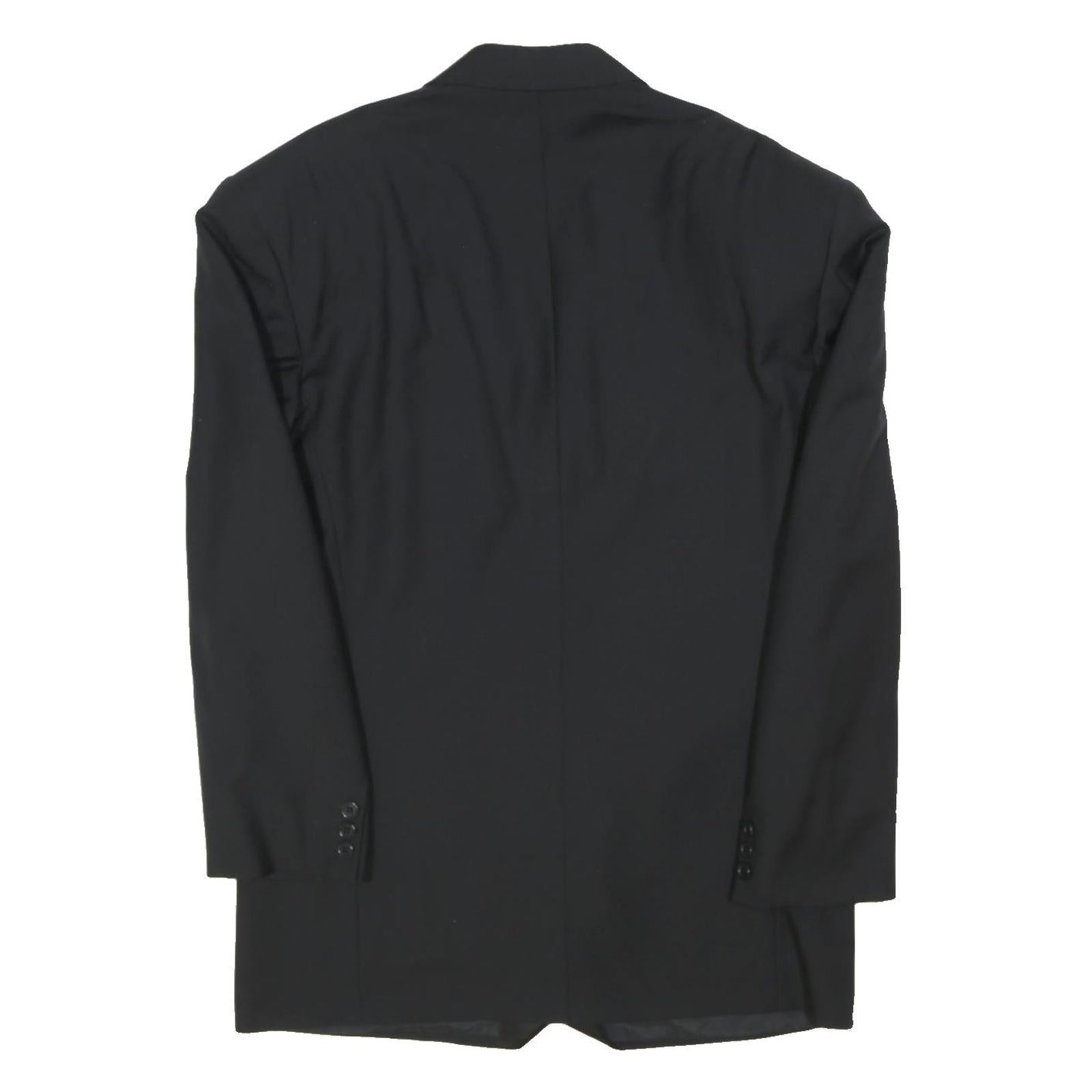 VALENTINO COUTURE Mens Black Double Breasted Jacket L Cotton Blend Plain Button