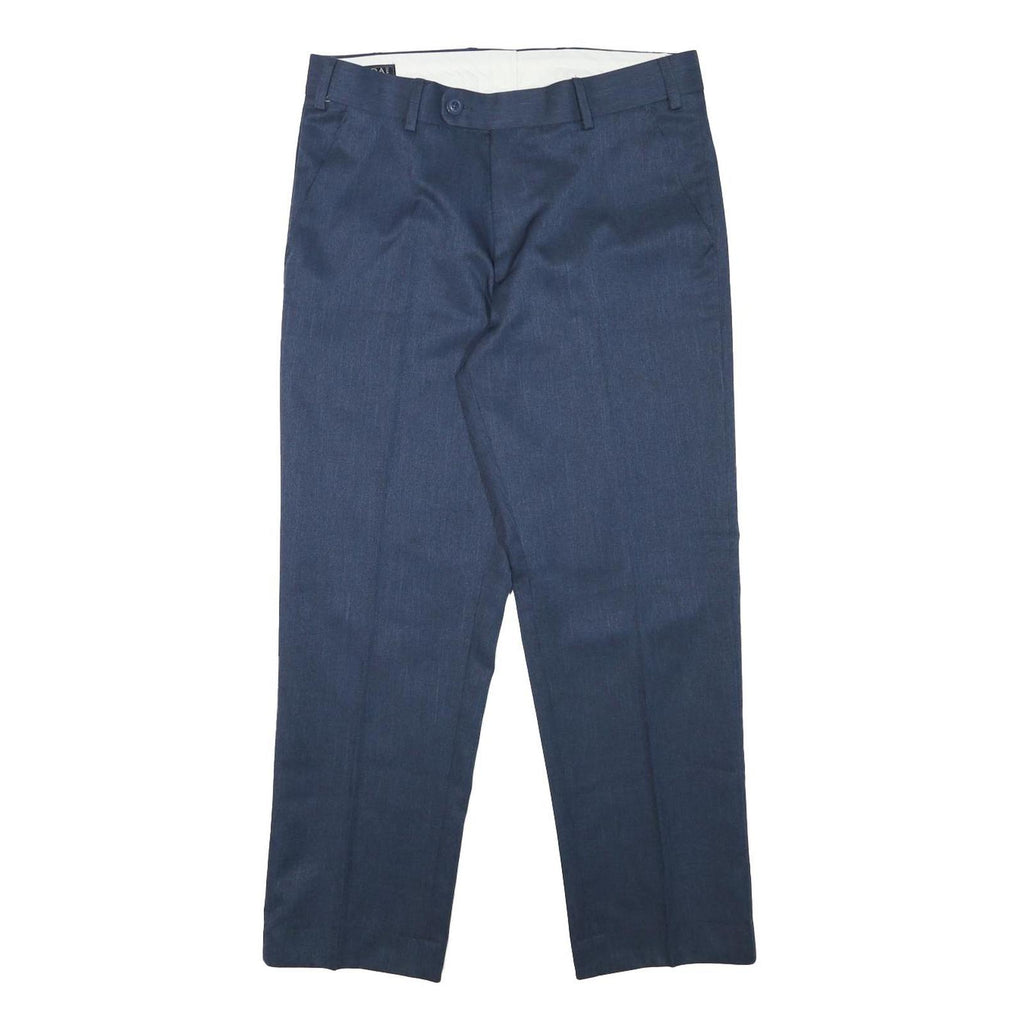 CANDA Mens Polyester Navy Blue Regular Fit Straight Leg Trousers W32 L27 Formal