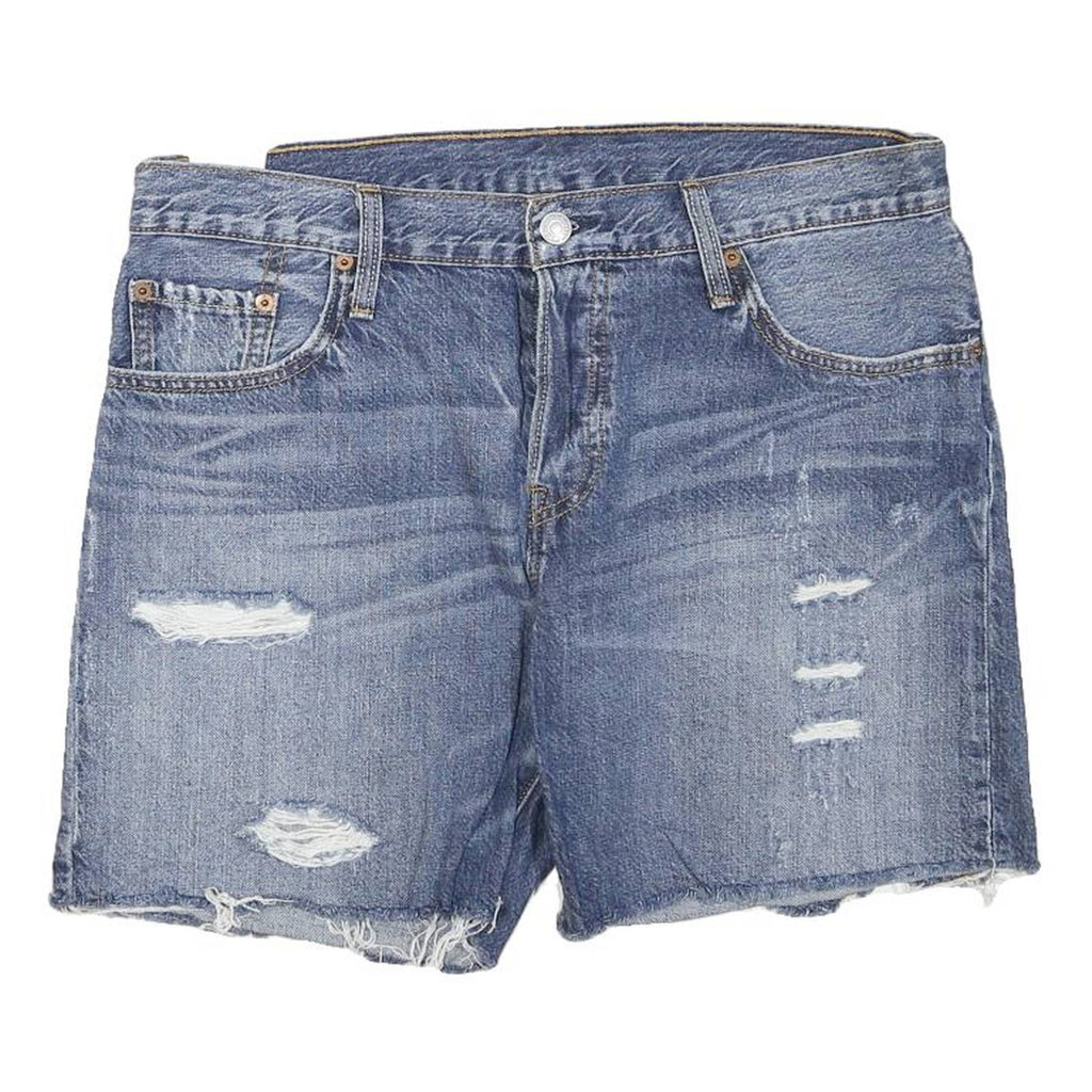 LEVI'S Womens Denim Blue Distressed Shorts L W34 Casual Cotton Blend