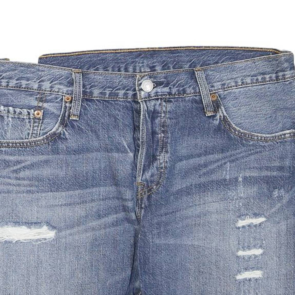 LEVI'S Womens Denim Blue Distressed Shorts L W34 Casual Cotton Blend
