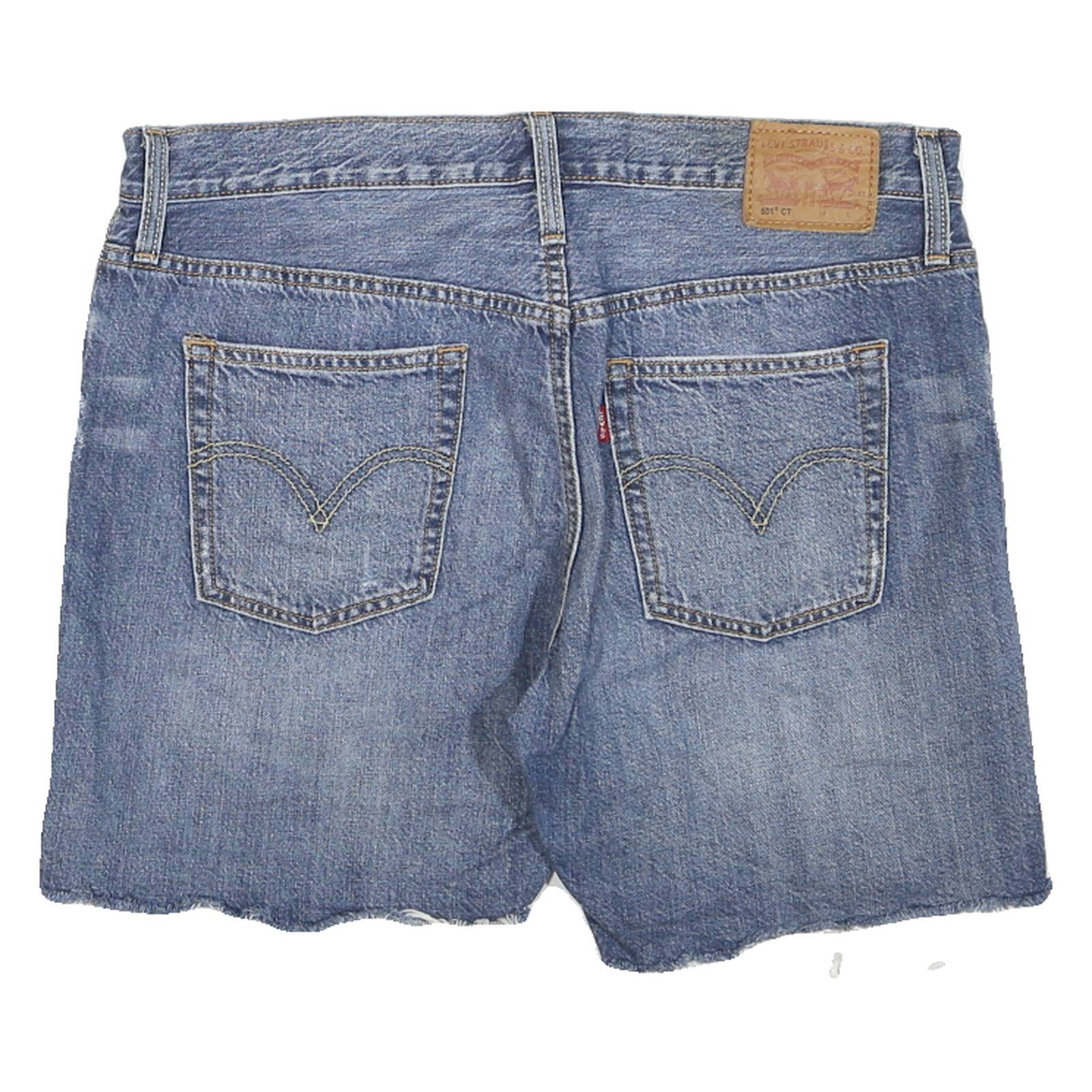 LEVI'S Womens Denim Blue Distressed Shorts L W34 Casual Cotton Blend