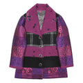 SAVE THE QUEEN Womens Purple & Black Patchwork Coach Jacket XL Wool Blend Woven