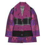 SAVE THE QUEEN Womens Purple & Black Patchwork Coach Jacket XL Wool Blend Woven