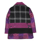 SAVE THE QUEEN Womens Purple & Black Patchwork Coach Jacket XL Wool Blend Woven