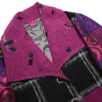 SAVE THE QUEEN Womens Purple & Black Patchwork Coach Jacket XL Wool Blend Woven