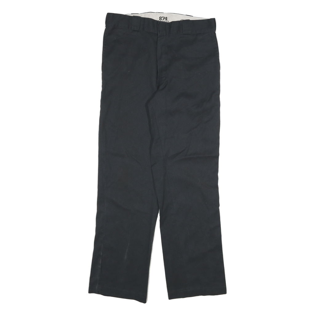 DICKIES Mens Cotton Blend Black Regular Fit Straight Leg Trousers W32 L32