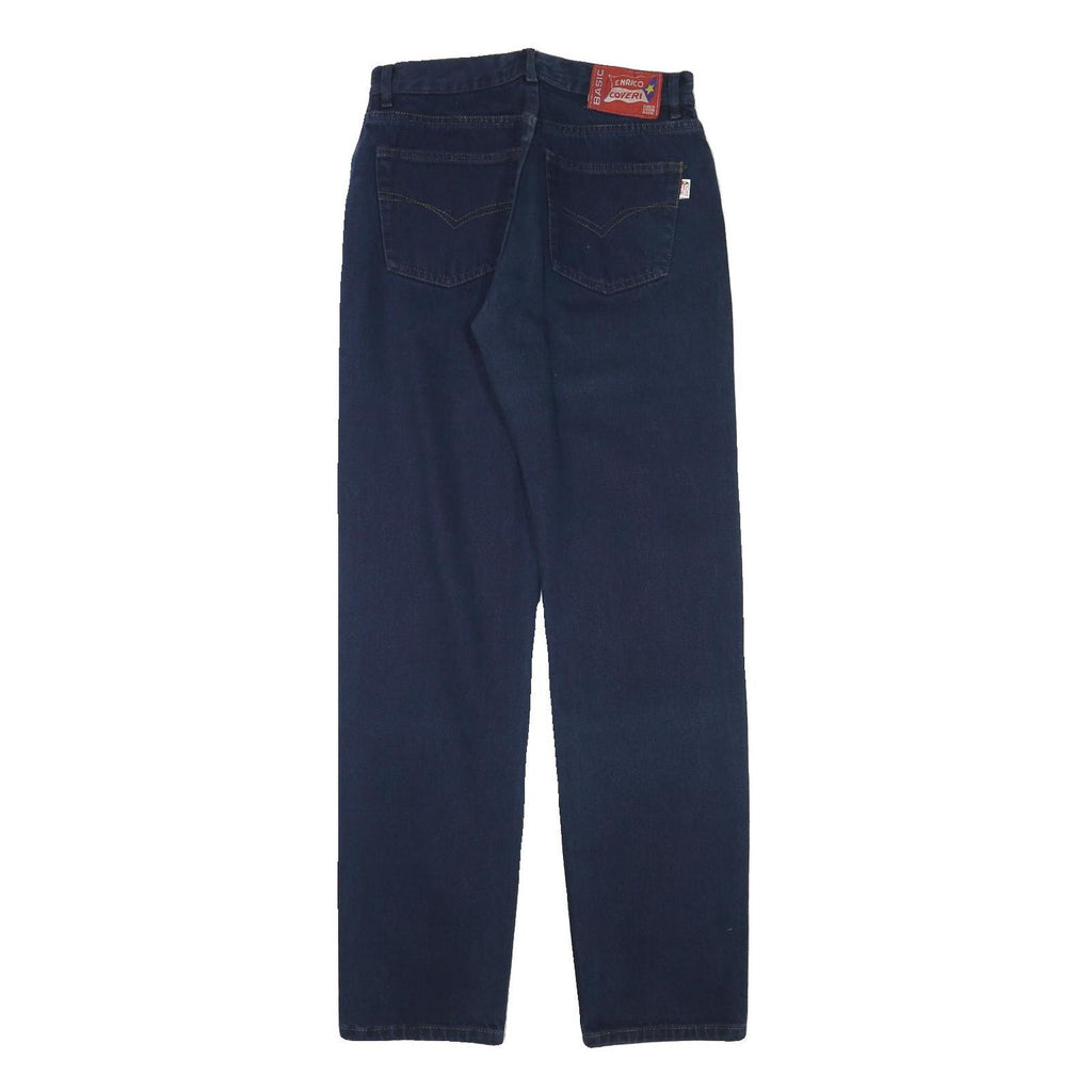 ENRICO COVERI Mens Jeans Blue Regular Straight Denim Dark W28 L33 Button Cotton