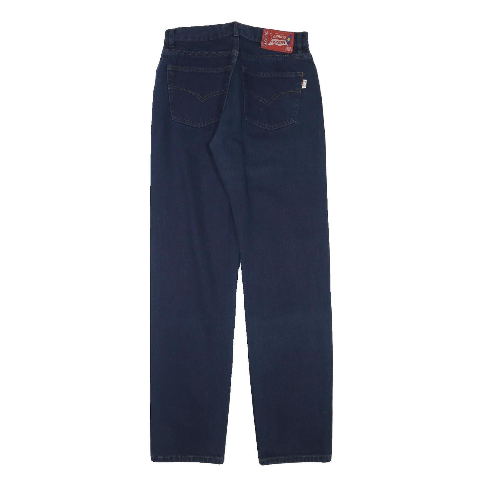 ENRICO COVERI Mens Jeans Blue Regular Straight Denim Dark W28 L33 Button Cotton
