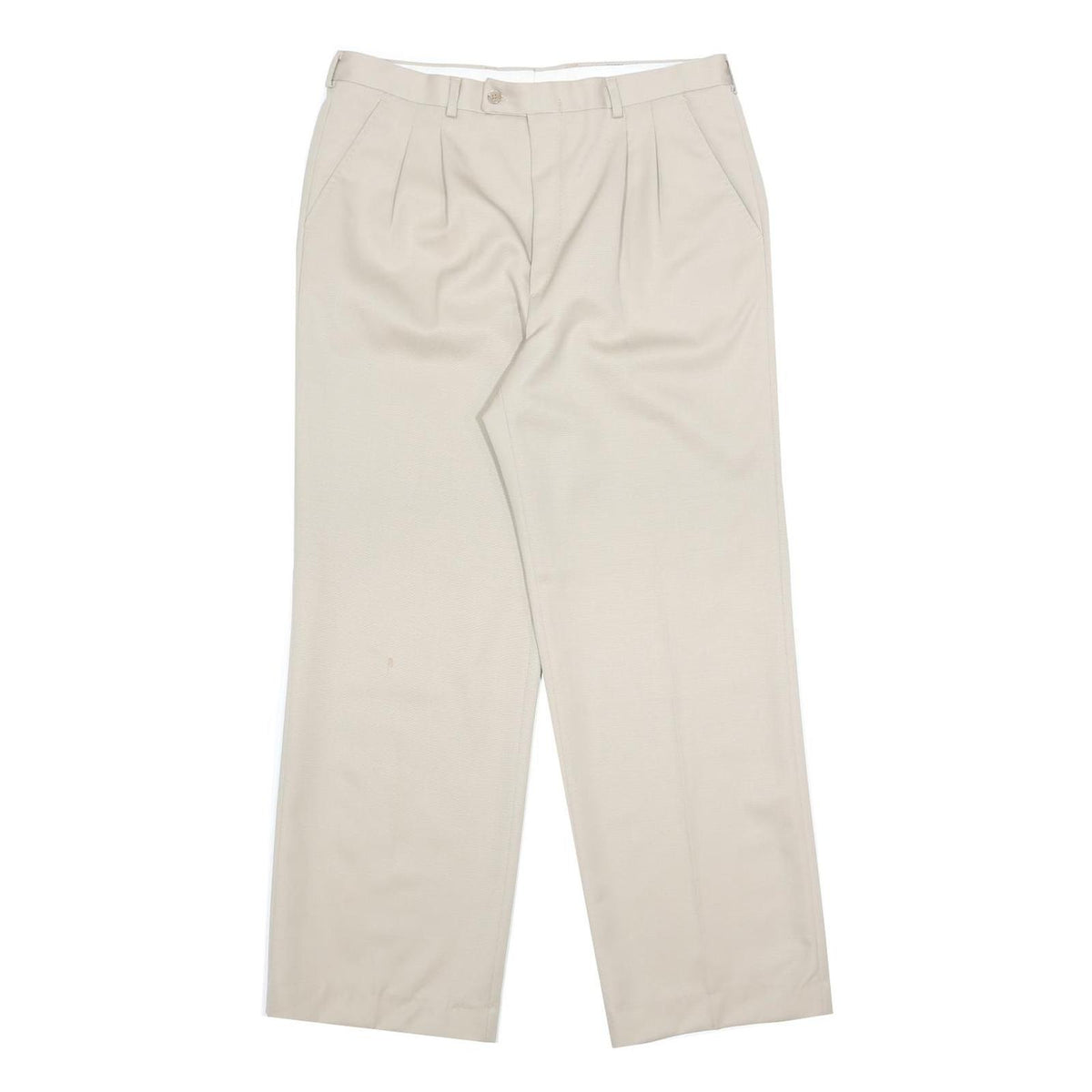 Mens Relaxed Woven Beige Trousers Zip Closure W32 L29 Classic Formal Wear
