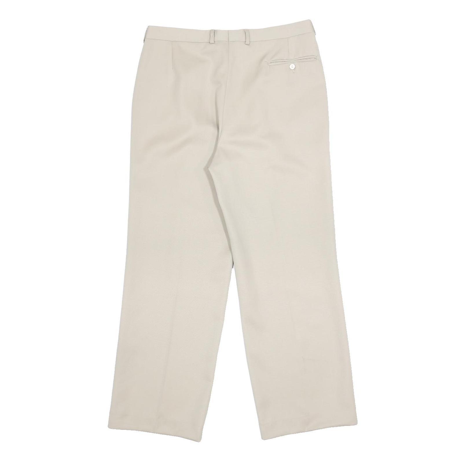 Mens Relaxed Woven Beige Trousers Zip Closure W32 L29 Classic Formal Wear