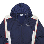 REEBOK Womens Navy Blue White & Red Hoodie Jacket M Polyester Track Zip