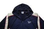REEBOK Womens Navy Blue White & Red Hoodie Jacket M Polyester Track Zip