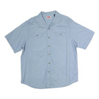WRANGLER Mens Blue Cotton Short Sleeve Shirt XL Casual Button Pocket