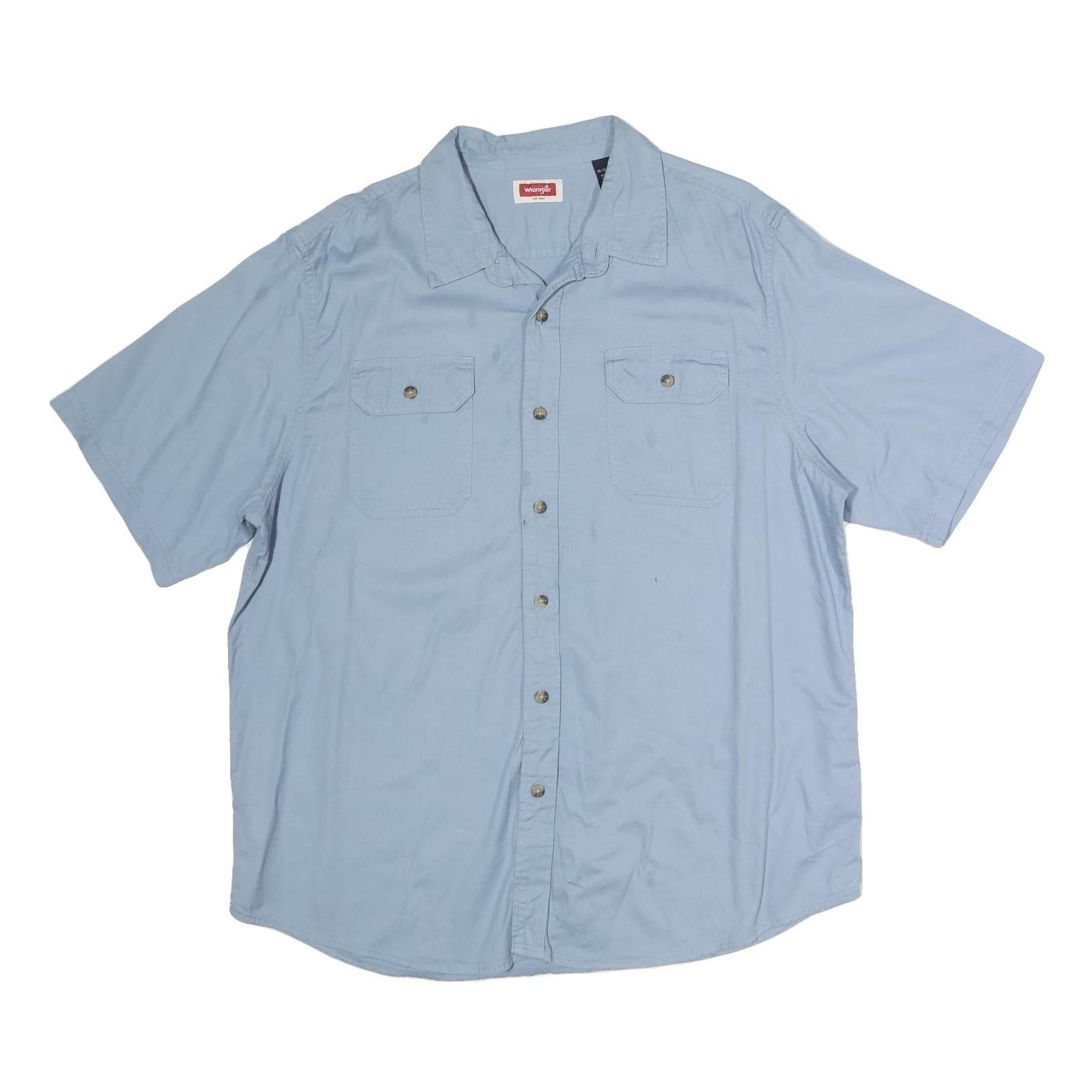 WRANGLER Mens Blue Cotton Short Sleeve Shirt XL Casual Button Pocket