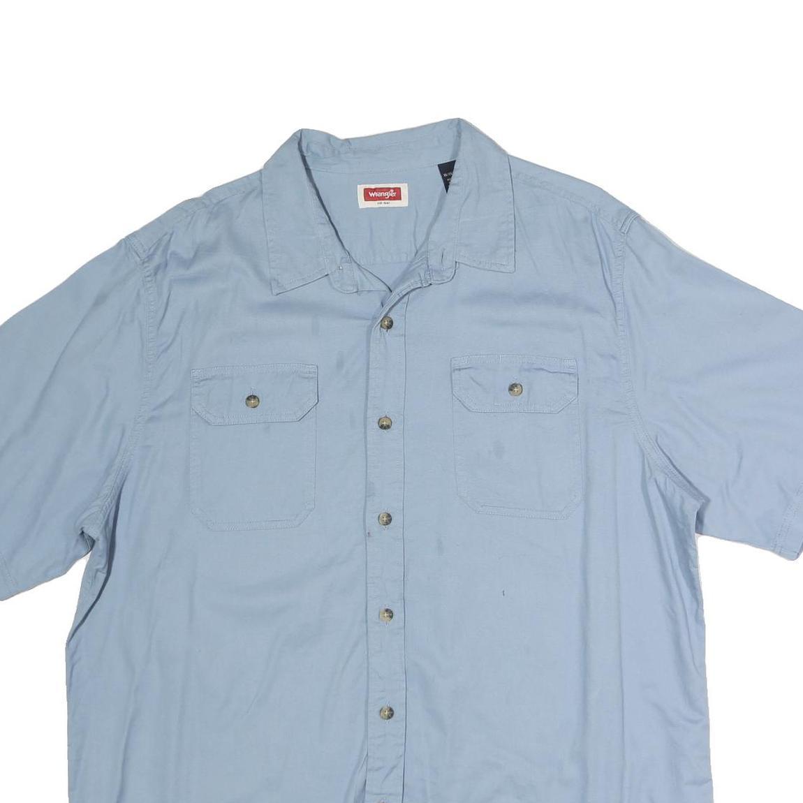 WRANGLER Mens Blue Cotton Short Sleeve Shirt XL Casual Button Pocket