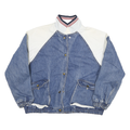 Womens Blue & White Denim Cotton Button Jacket M Casual Lightweight Retro