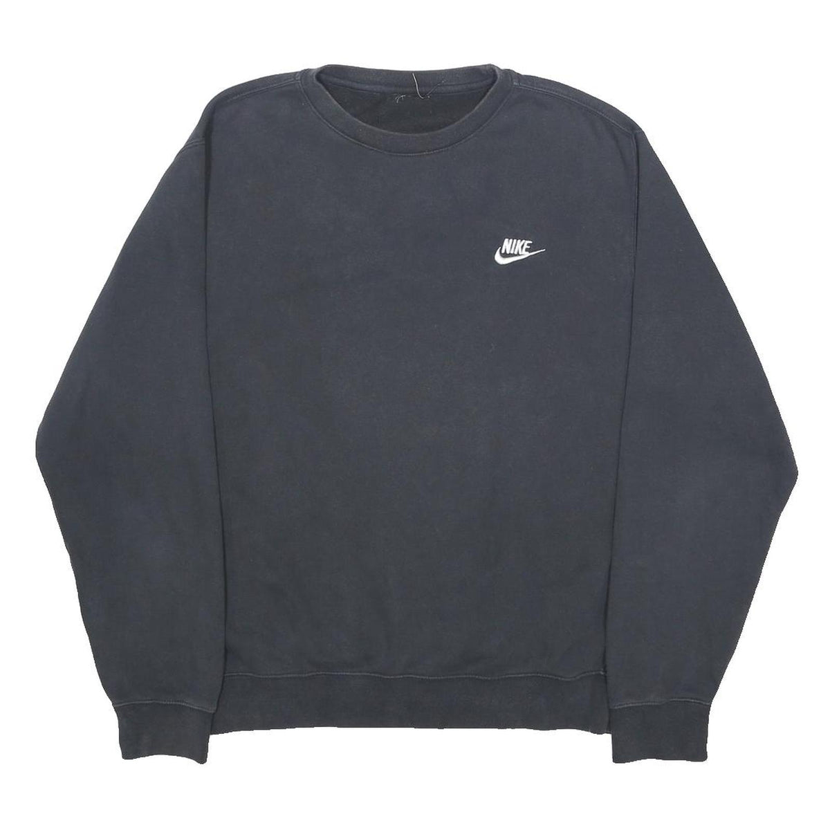 ADIDAS Mens Black Crew Neck Sweatshirt L Nike Logo Cotton Blend Casual
