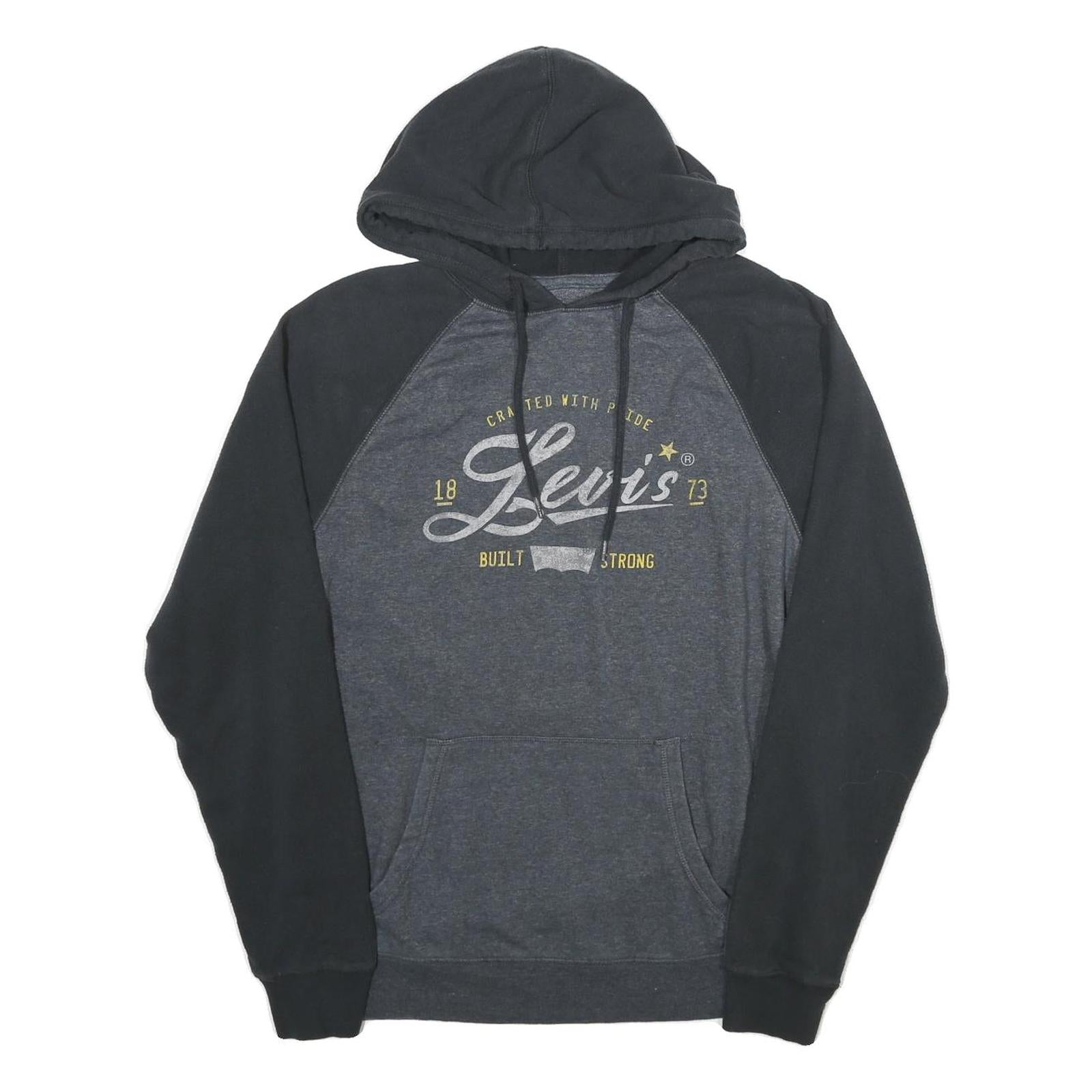 LEVI'S Mens Black & Grey Hoodie M Cotton Blend Casual Pullover Drawstring