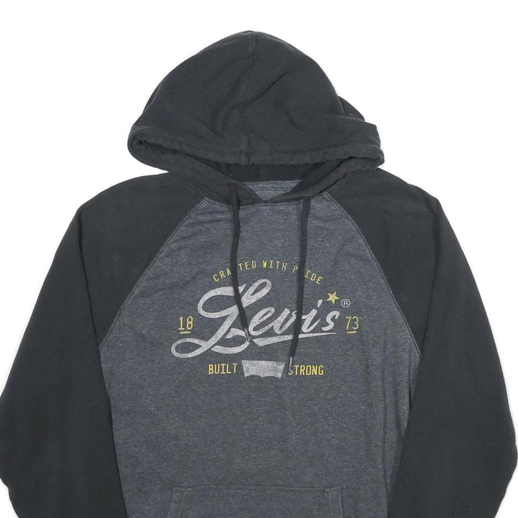 LEVI'S Mens Black & Grey Hoodie M Cotton Blend Casual Pullover Drawstring